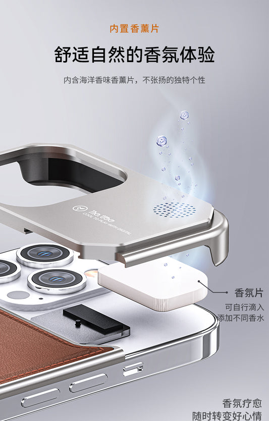 Leather Magnetic Aluminum Alloy Metal Phone case for iphone